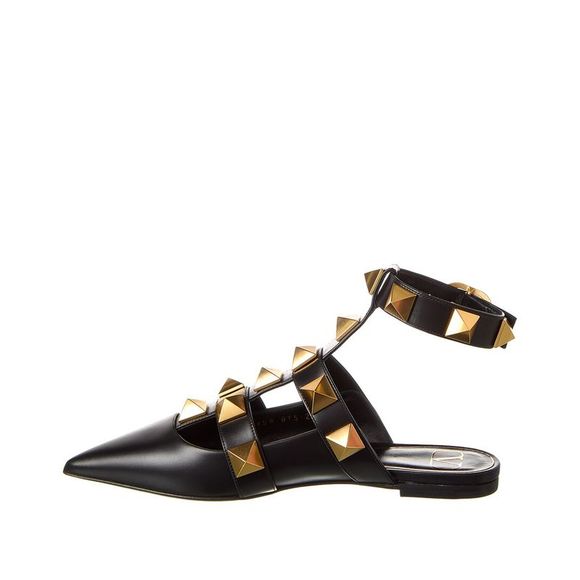 Valentino Roman Stud Leather Ankle Strap Flat - Picture 2 of 5